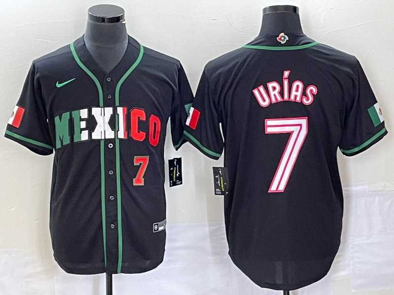 Mens Mexico Baseball #7 Julio Urias Number 2023 Black White World Classic Stitched Jersey1->2023 world baseball classic->MLB Jersey